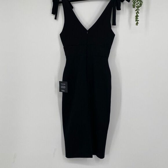NWT Lulus Date Night Done Right Black Tie-Strap Bodycon Midi Dress Black XS - Picture 4 of 16